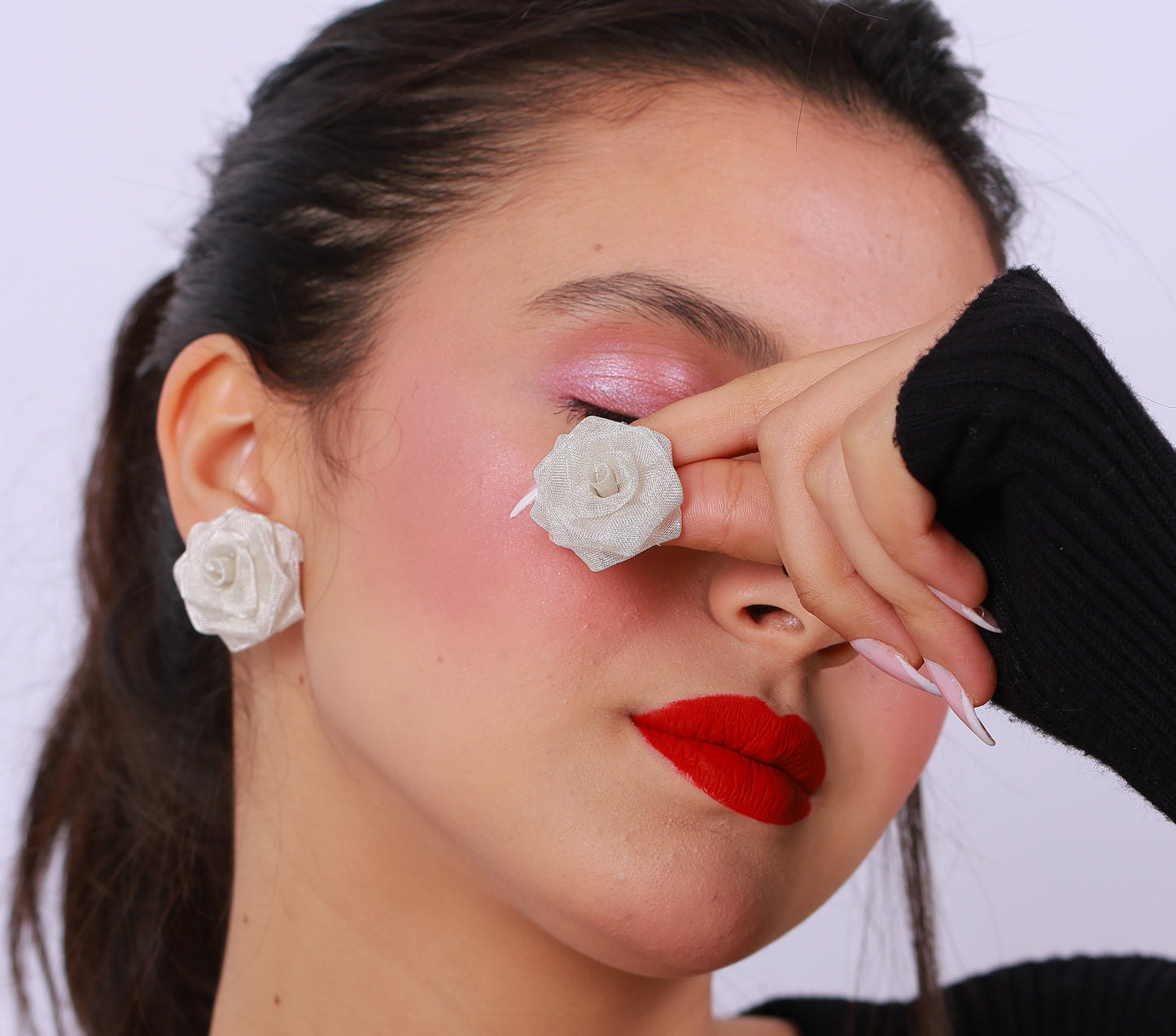 Boucle D'oreille Rose White