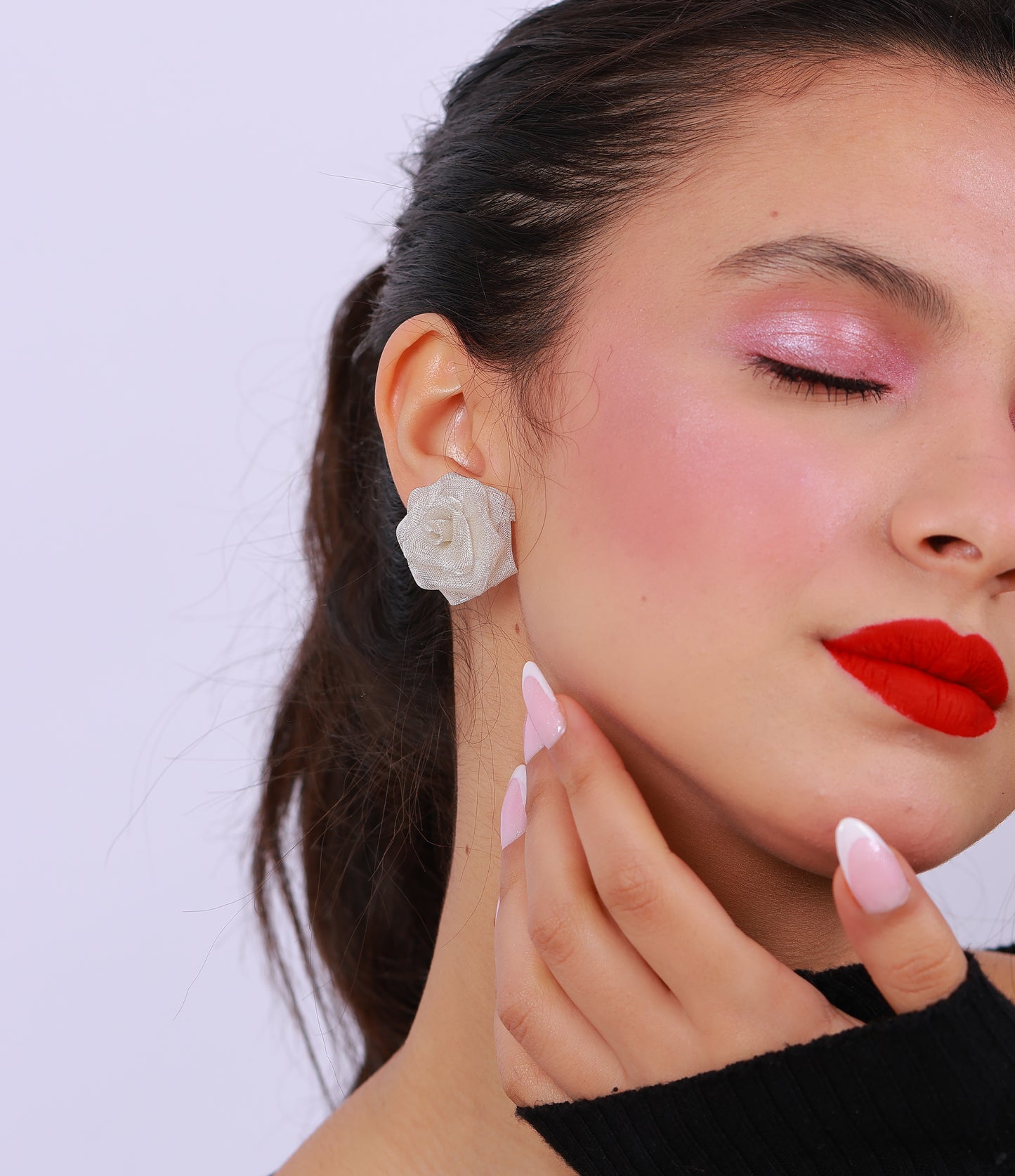 Boucle D'oreille Rose White