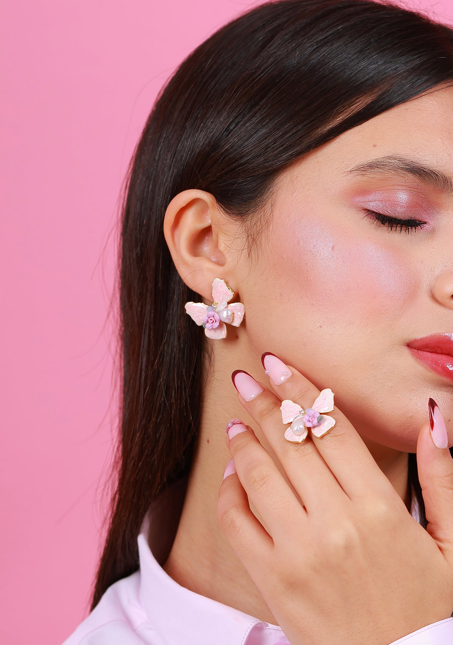 Boucle D'oreille Pink Hibiscus