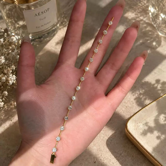 Bracelet - Golden Bangle - Crystal Charms