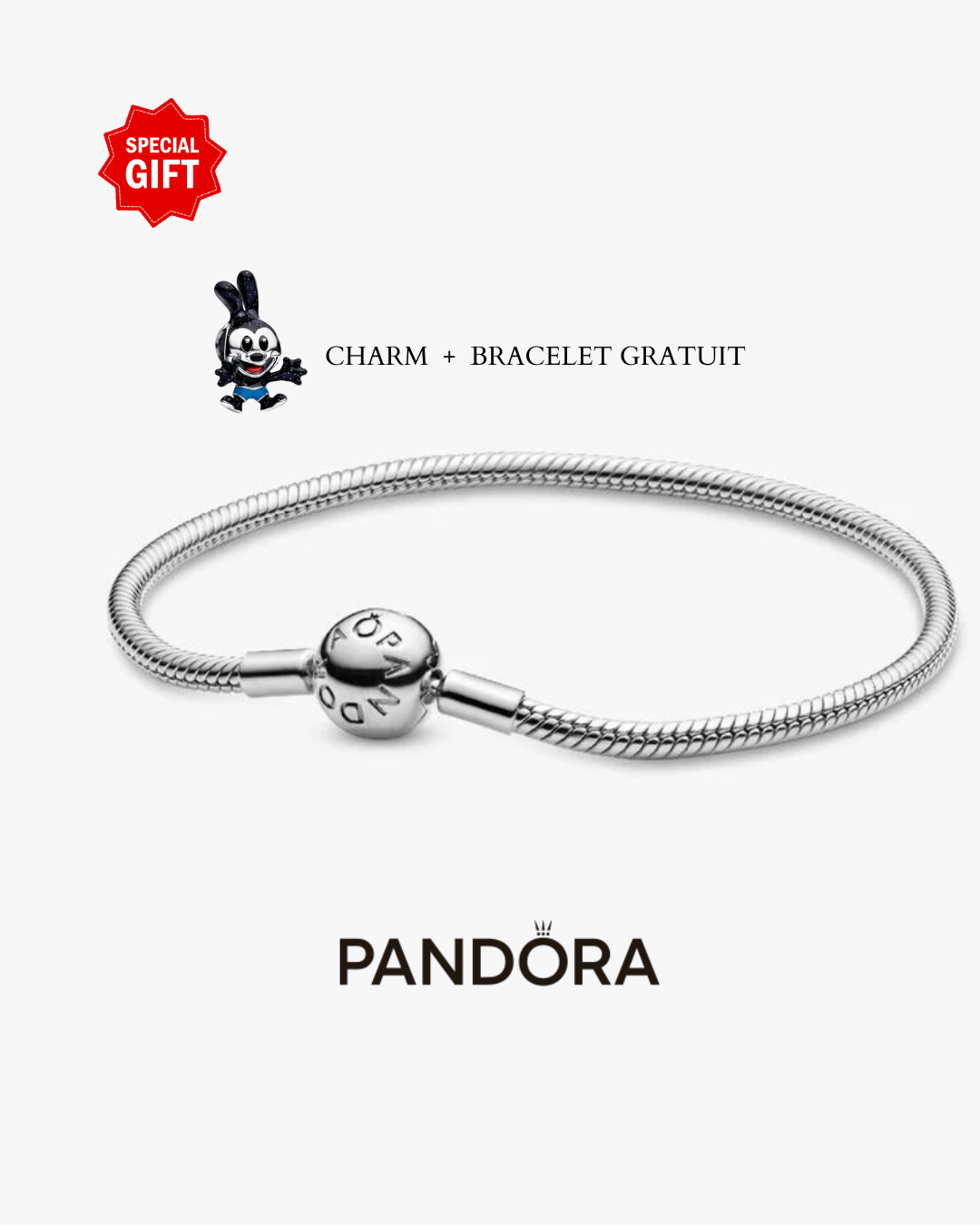 Bracelet - Pandora Disney - Oswald The Lucky Rabbit - Charm