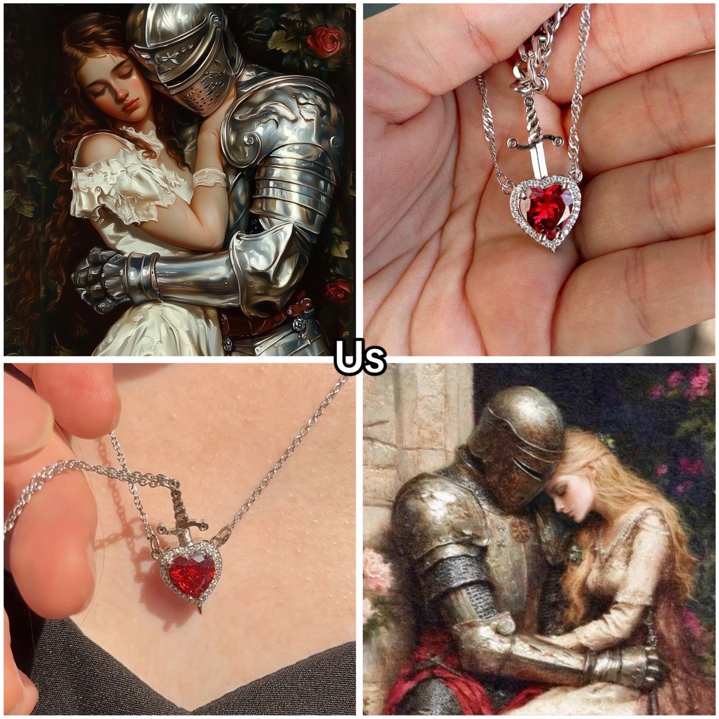 Couple Necklaces - Heart and sword