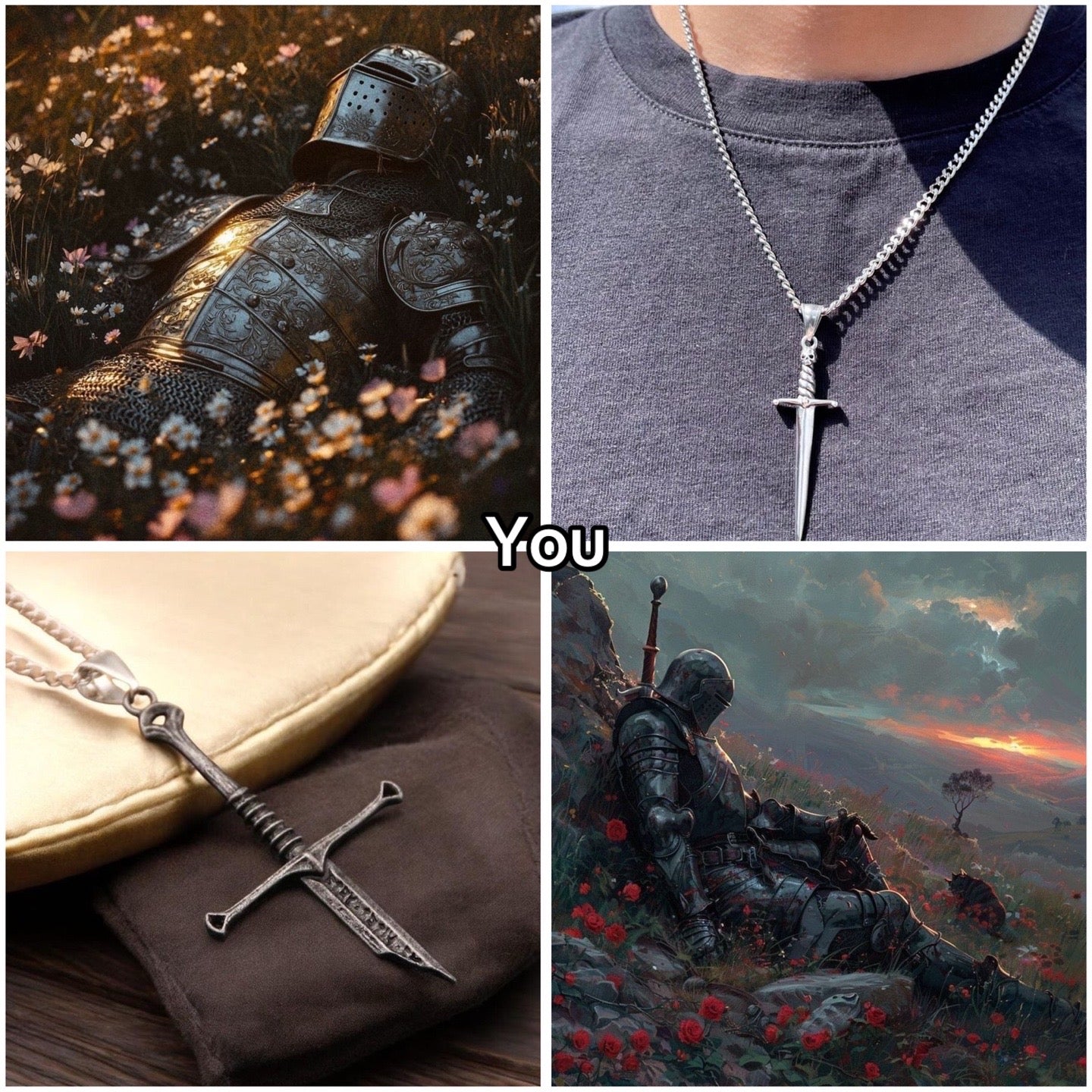 Couple Necklaces - Heart and sword